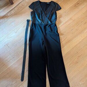 Lauren Elegant Black Belted Jumpsuit, Size 12